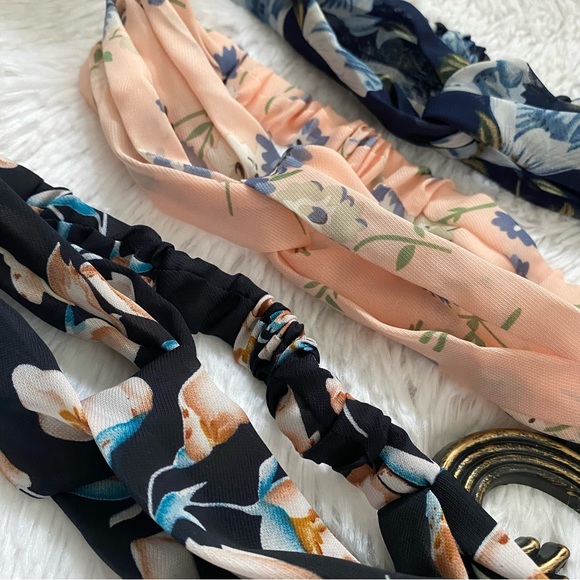 Set of 3 Floral Twist Headbands Boho Hair Bands - Picture 2 of 2